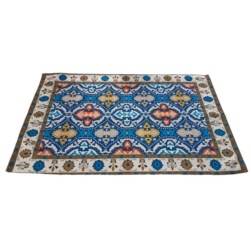 Rug made from recycled plastic 90x150cm cream border