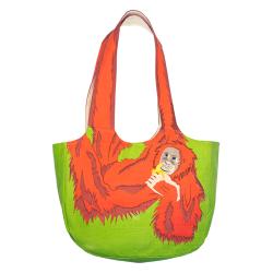 Shoulder bag, cotton, orangutan