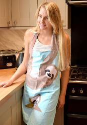 Apron, cotton, sloth design, one-size to fit adult