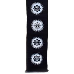 Hanging banner, Chakra symbols white on black