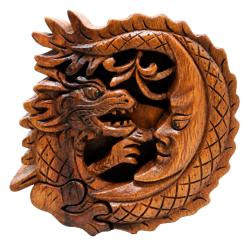 Dragon and Moon Puzzle Box Suar Wood