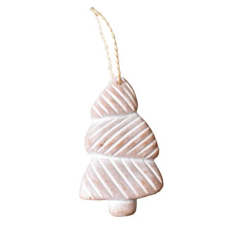 Hanging Terracotta Christmas Tree Line Pattern