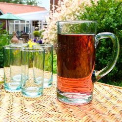 Jug + 4 tumblers, recycled glass