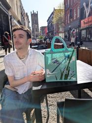 Jute shopping bag, square, dragonflies