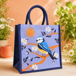 Jute Shopping Bag, Blue Tit 30x30cm
