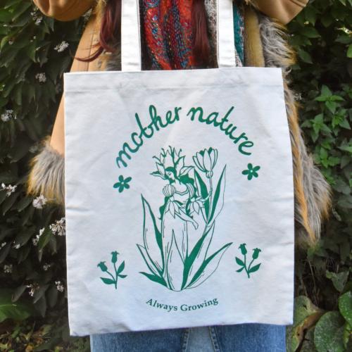 Tote Bag Recycled Cotton Mother Nature 36 x 40cm