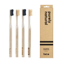Natural multipack of 4 Adults toothbrushes made from eco-friendly Bamboo