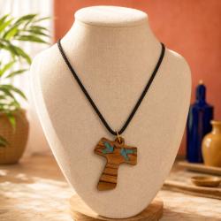 Cross with Two Doves Pendant Olive Wood