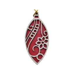 Hanging Christmas Decoration Olive Wood Oval Red