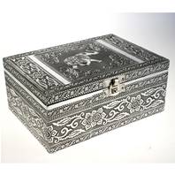 Aluminium jewellery/trinket box, elephant, 17.5x12.5x8cm