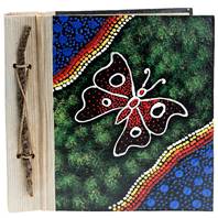 Notebook Aboriginal design butterfly, 20x20cm