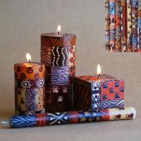 3 hand painted dinner candles in gift box, Uzima