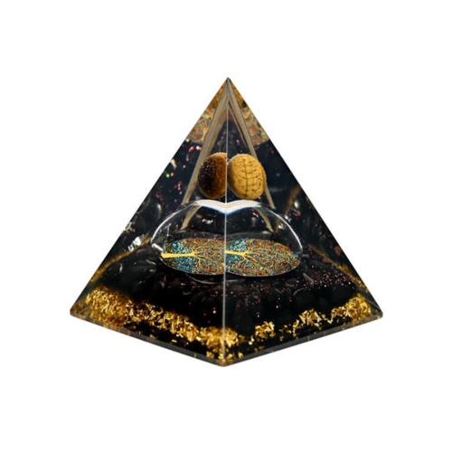 Orgone Pyramid Black Tourmaline Tiger Eye 7cm
