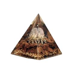Orgone Pyramid Tiger Eye Crystal Quartz 7cm