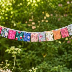 Recycled Cotton Fabric Bunting 17 Rectangles