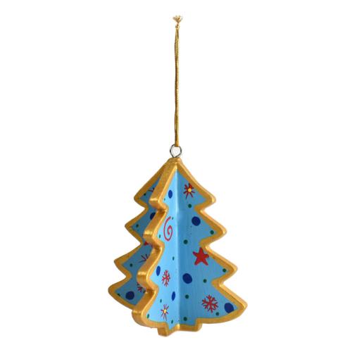 Hanging Decoration, Light Blue Wooden Tree 3D