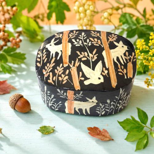 Trinket Box Papier Mâché Woodland Wardens 8 x 7cm