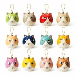 Set of 60 Papier Mâché Cat Hangings 5cm