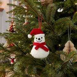Hanging Decoration Handcrafted Felt Snowman + Hat 3 x 9cm