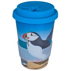 Reusable travel cup, biodegradable, puffins