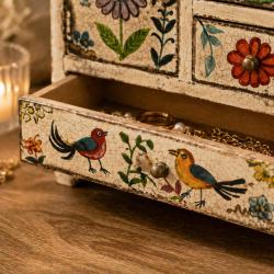 Jewellery Cabinet Hand Painted Wood Storage Chest 21x11x19cm