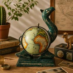 Camel Globe Ornament Vintage Style World Globe Camel Stand