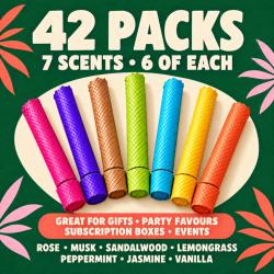 Set of 42 Packs of Incense in Palm Leaf Tube Assorted Scents