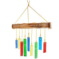 Mobile, recycled glass, 9 rectangles, multi coloured
