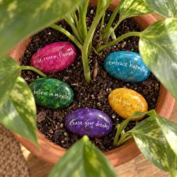 Set of 50 Sentiment Pebble Oval, 6 x 4cm Assorted