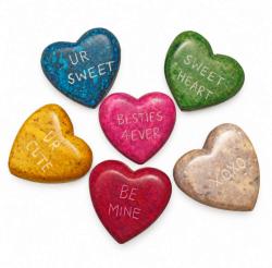 Love pebbles, set of 12, six different designs