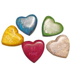 Set of 12 Heart Shaped Sentiment Pebbles