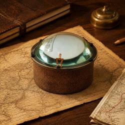 Explorer's Compass Magnifying Glass Telescope in Wooden Box
