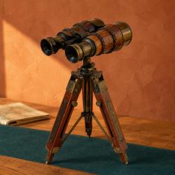 Binoculars on Wooden Tripod Stand