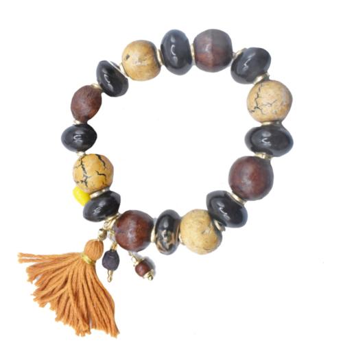 Bracelet Wood and Ceramic Black / Brown