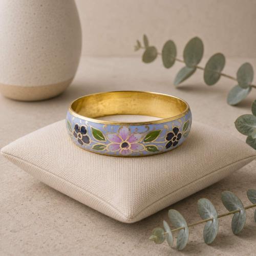 Bangle Floral Pink and Black on Blue Grey