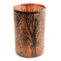 T-lite holder, metal die cut, black tree, 15cm height