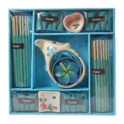 Ocean incense and candle gift set with elephant shaped t-light, 15x15 cm