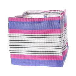 Planter plant holder recycled plastic cement bags, pink blue stripes 10x10x10cm