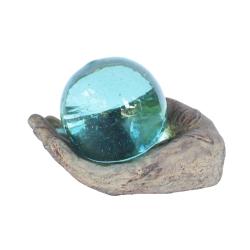 Recycled Glass Ball on Stone Hand
