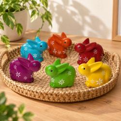 Kisii stone rabbits set of 6 assorted 7.5x6x4.5cm
