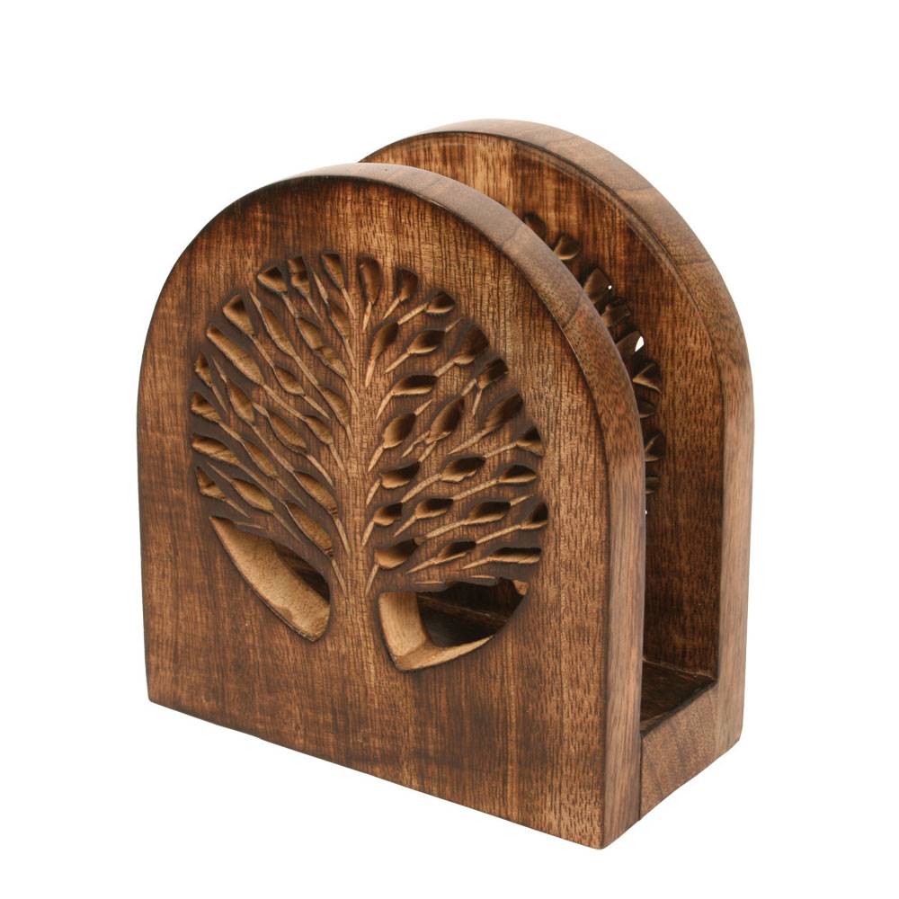 Letter/envelope holder mango wood tree of life