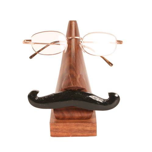 Spectacle stand, moustache, shesham wood