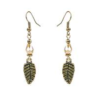 Earrings gold colour, leaf