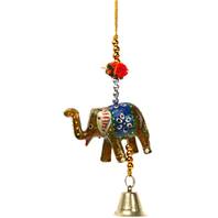 Hanging, gold colour elephant, with bell