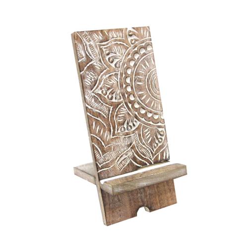 Mobile Phone Stand Mango Wood Mandala