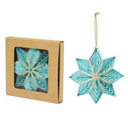 Hanging Christmas Decoration Light Blue Paper Star