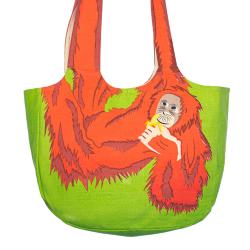 Shoulder bag, cotton, orangutan