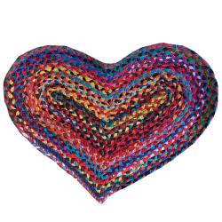 Rug/doormat, recycled cotton heart multi coloured 45x60cm