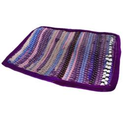 Rag place mat recycled cotton & polyester handmade purple 20x30cm