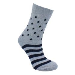 Socks Recycled Cotton / Polyester Stripes + Dots Grey Blue Shoe Size UK 7-11 Mens